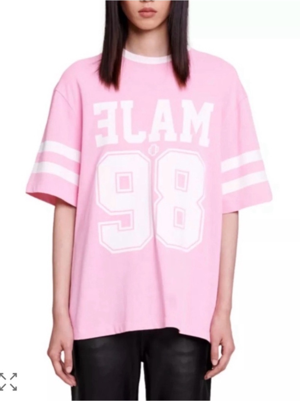 Maje Pink and White Graphic Tee